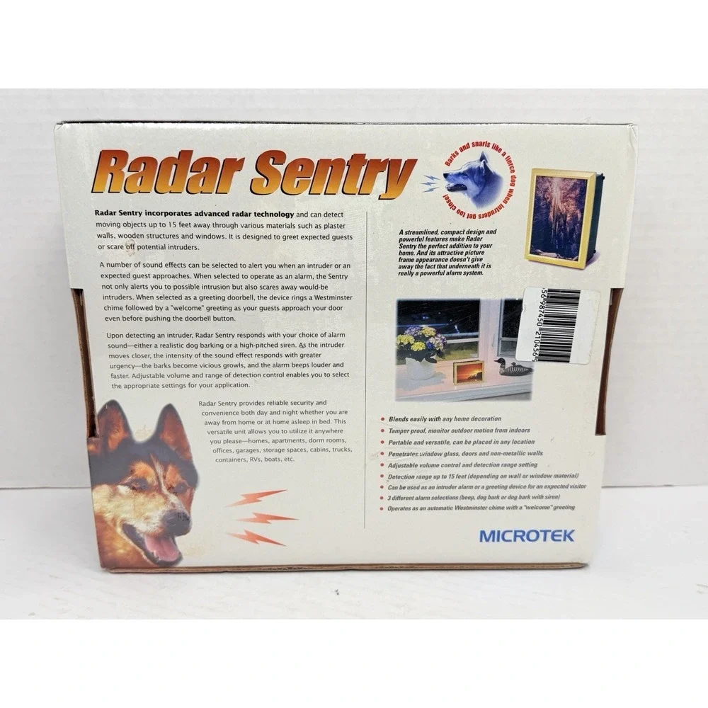 Microtek Radar Sentry Motion Security Alarm Barking Dog System NEW Sealed